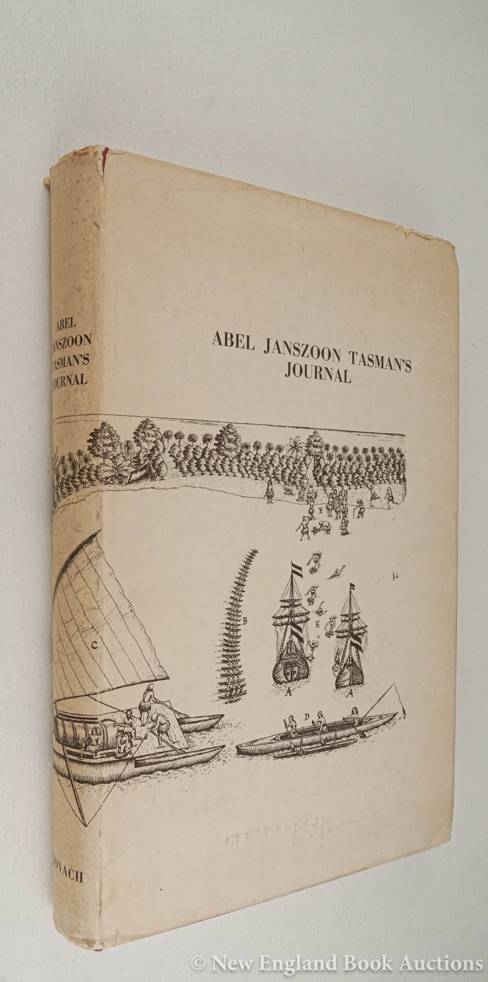 Australia: 14. Australia. Abel Janszoon Tasman's Journal. Facsimile leaves. Folio, cloth, dust jacket; moderate wear. Los Angeles, 1965 [75/100] ONE OF 225 COPIES. A photo-lithograph facsimile of the 1644