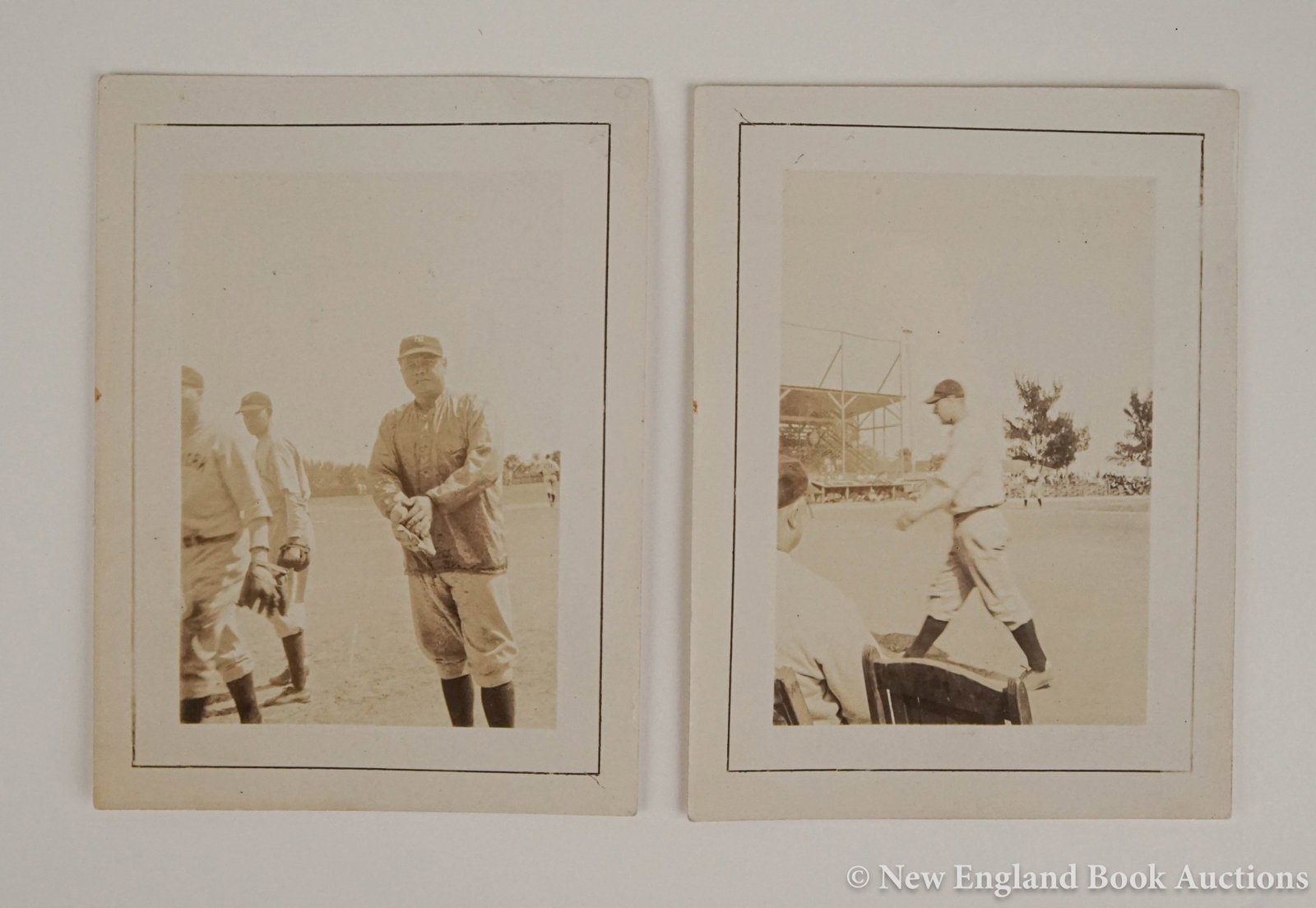 Baseball: 21. Baseball. Ruth, Babe. Original photograph. 4 x 3 inches; crease to upper right corner. American , Circa 1930s [200/300] Together with: a second 4 x 3 inch photograph, probably of Ruth. Each is ink