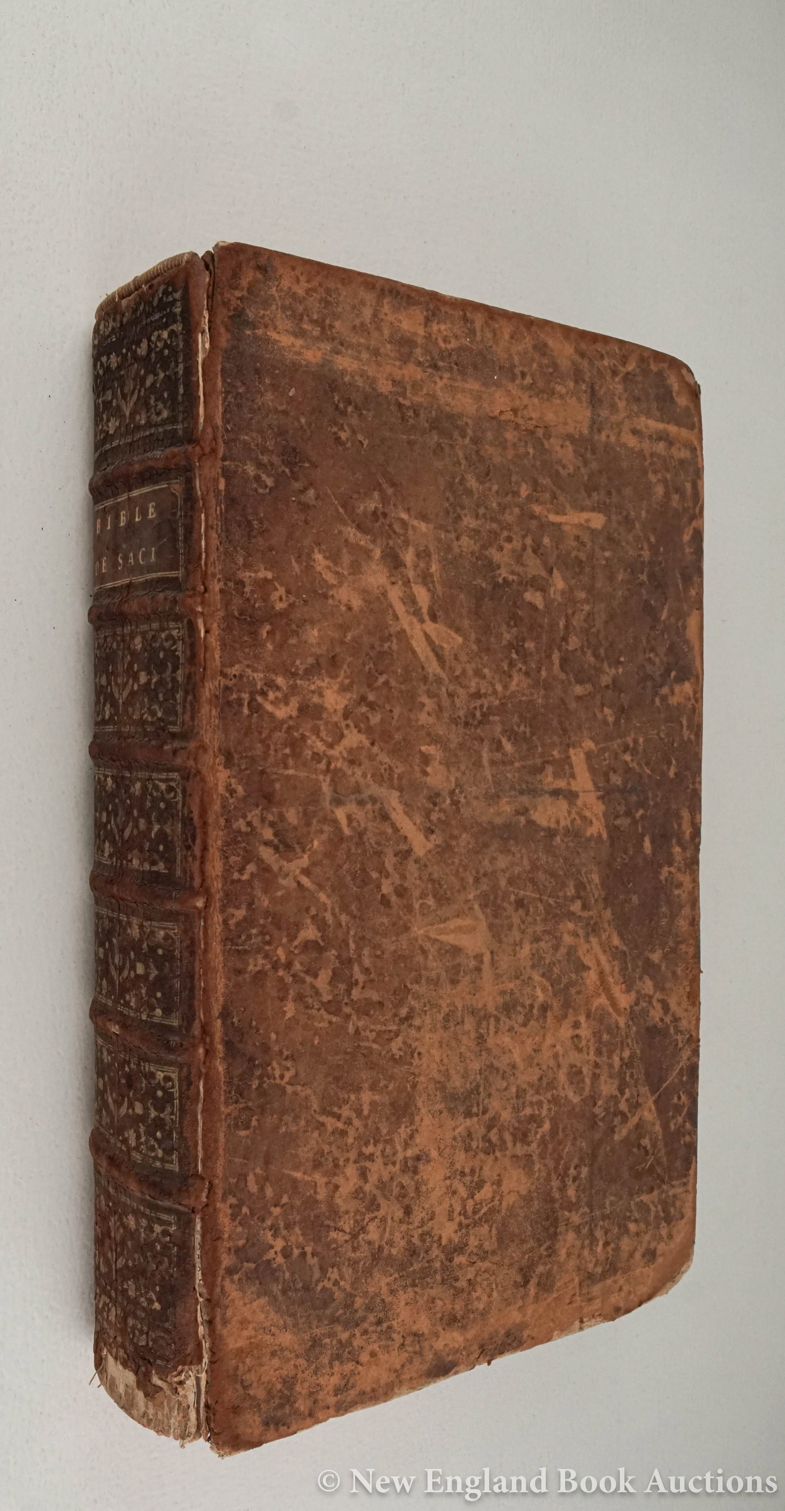 Bible: 24. Bible. La Sainte Bible contenant l'ancien et le nouveau testament traduite en francois sur la vulgate par monsieur le Maistre de Saci. Engraved frontispiece and title vignette. Folio,