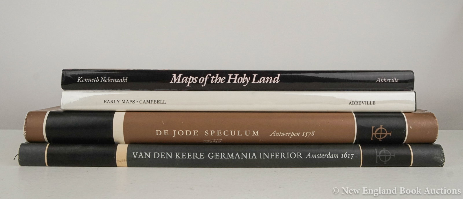 Cartography: 41. Cartography. Group of 4 volumes, as listed below. Illustrated. Folio, cloth, dust jackets; moderate wear. Vp, vd [200/300] De Jode. Speculum Orbis Terrarum Antwerpen 1578. (1965) * Van den Keere.
