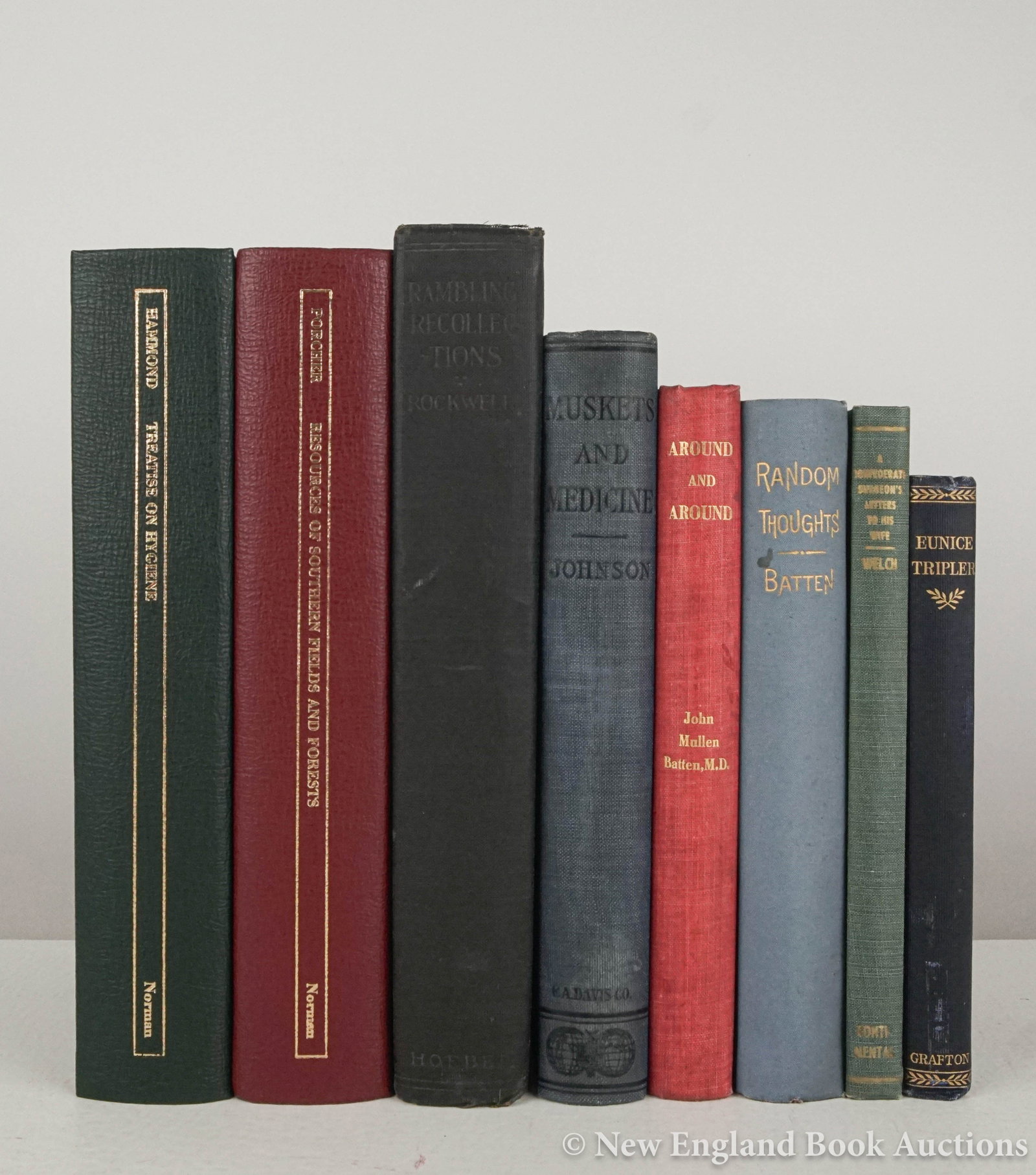 Civil War: 51. Civil War. Group of 8 volumes as listed below. Some illustrated. 8vo, various bindings; varying condition. Vp, vd [200/300] Hammond. A Treatise on Hygiene. 1991 * Porcher. Resources of the Souther