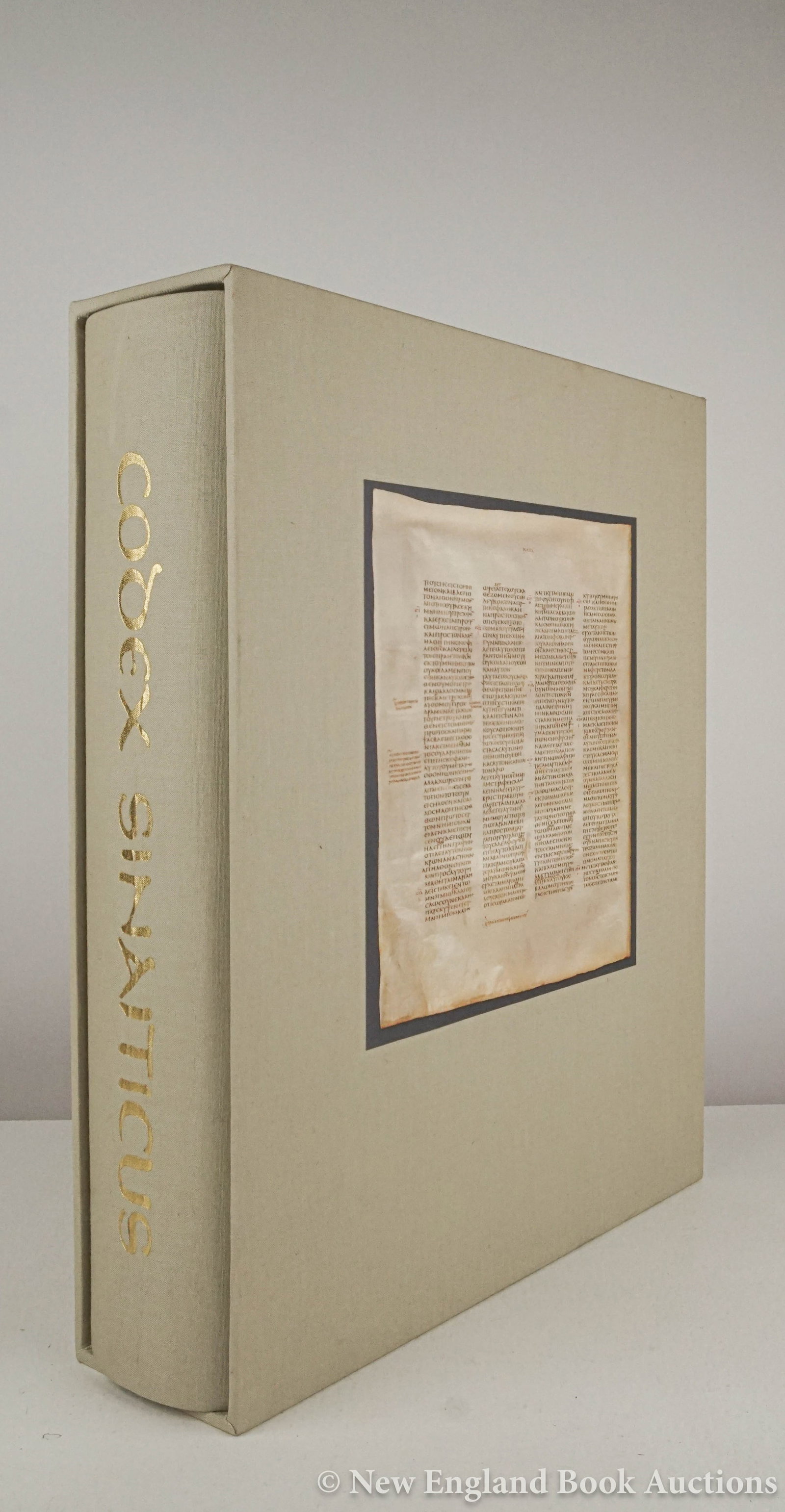 Codex Sinaiticus: 56. Codex Sinaiticus. Facsimile leaves. Reference booklet. Large folio or 4to, cloth or wrappers, slipcase; light wear. (London, 2010) [250/350]