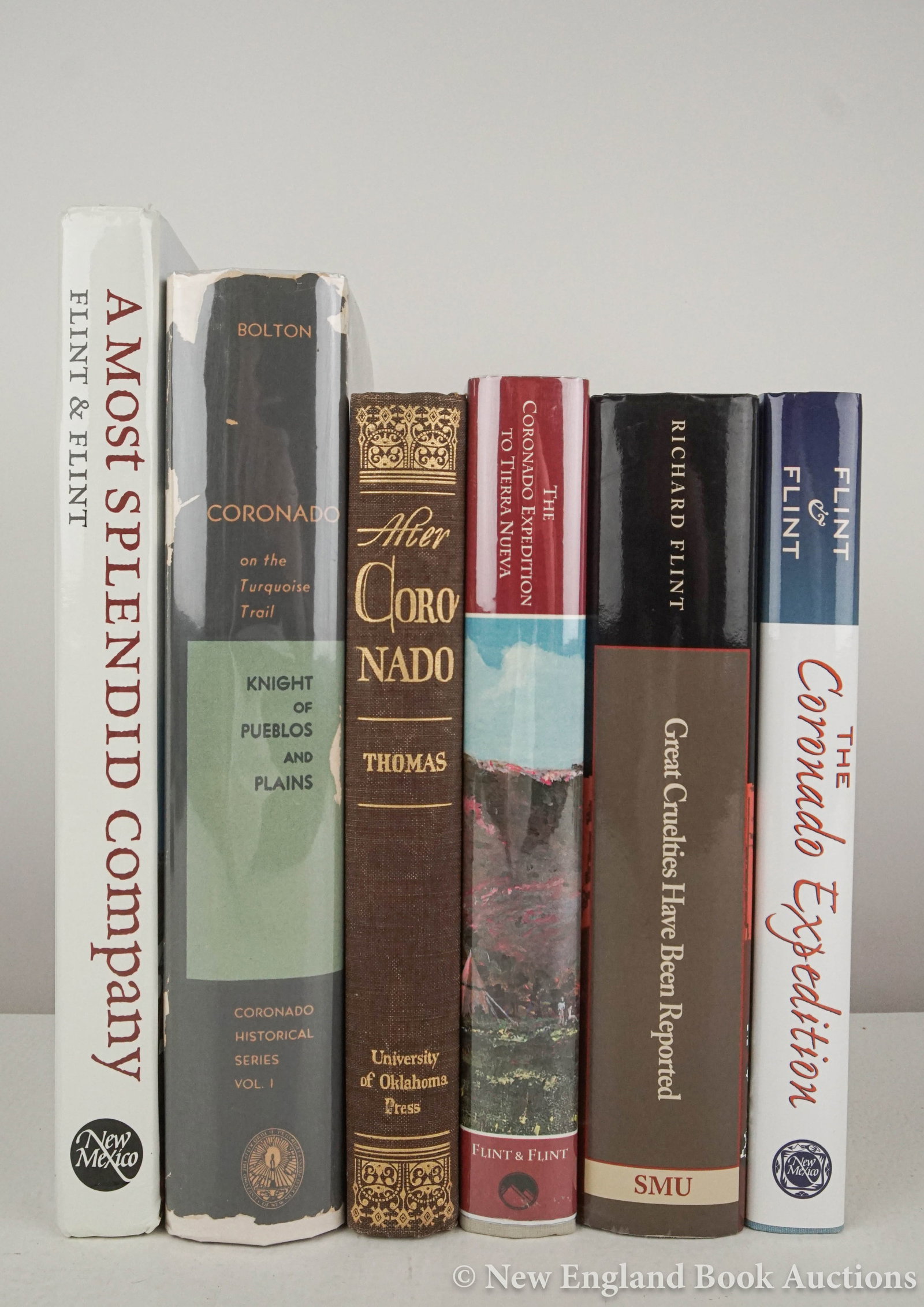 60. [Coronado, Francisco Vásquez de]: 60. [Coronado, Francisco Vásquez de]. Group of 6 volumes as listed below. Some illustrated. 8vo or 4to, various bindings; varying condition. Vd, vd [80/120] Bolton. Coronado on the Turquoise Trail;
