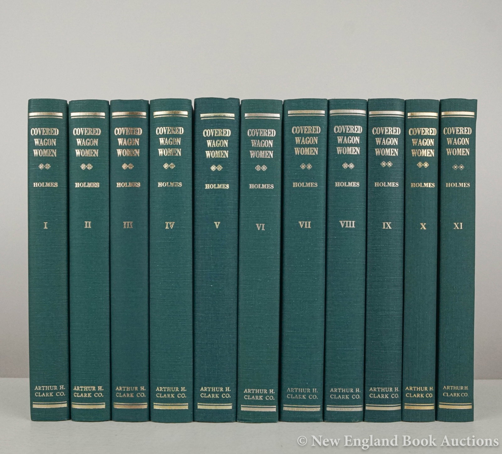 Holmes, Kenneth L: 94. Holmes, Kenneth L. Covered Wagon Women. Illustrated. 11 volumes. 8vo, cloth; light wear. SIGNED BY HOLMES. Spokane: Arthur H. Clark, 1983-93 [80/120]