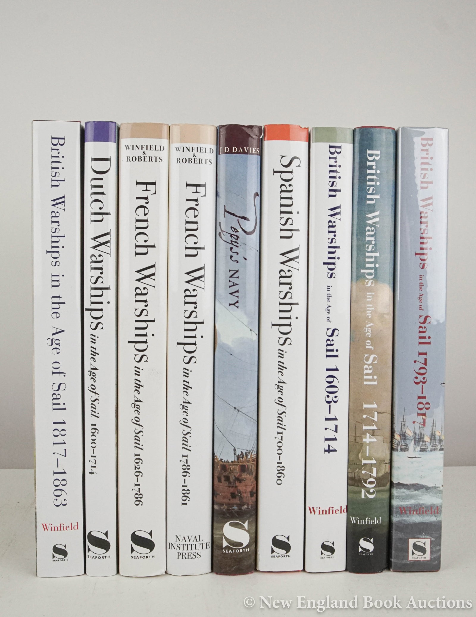 Maritime: 117. Maritime. Group of 9 volumes, as listed below. Illustrated. 4to, cloth, dust jackets; light wear. (England, 2005-2023) [200/300] Winfield. British Warships in the Age of Sail. 1603-1714 * ditto.