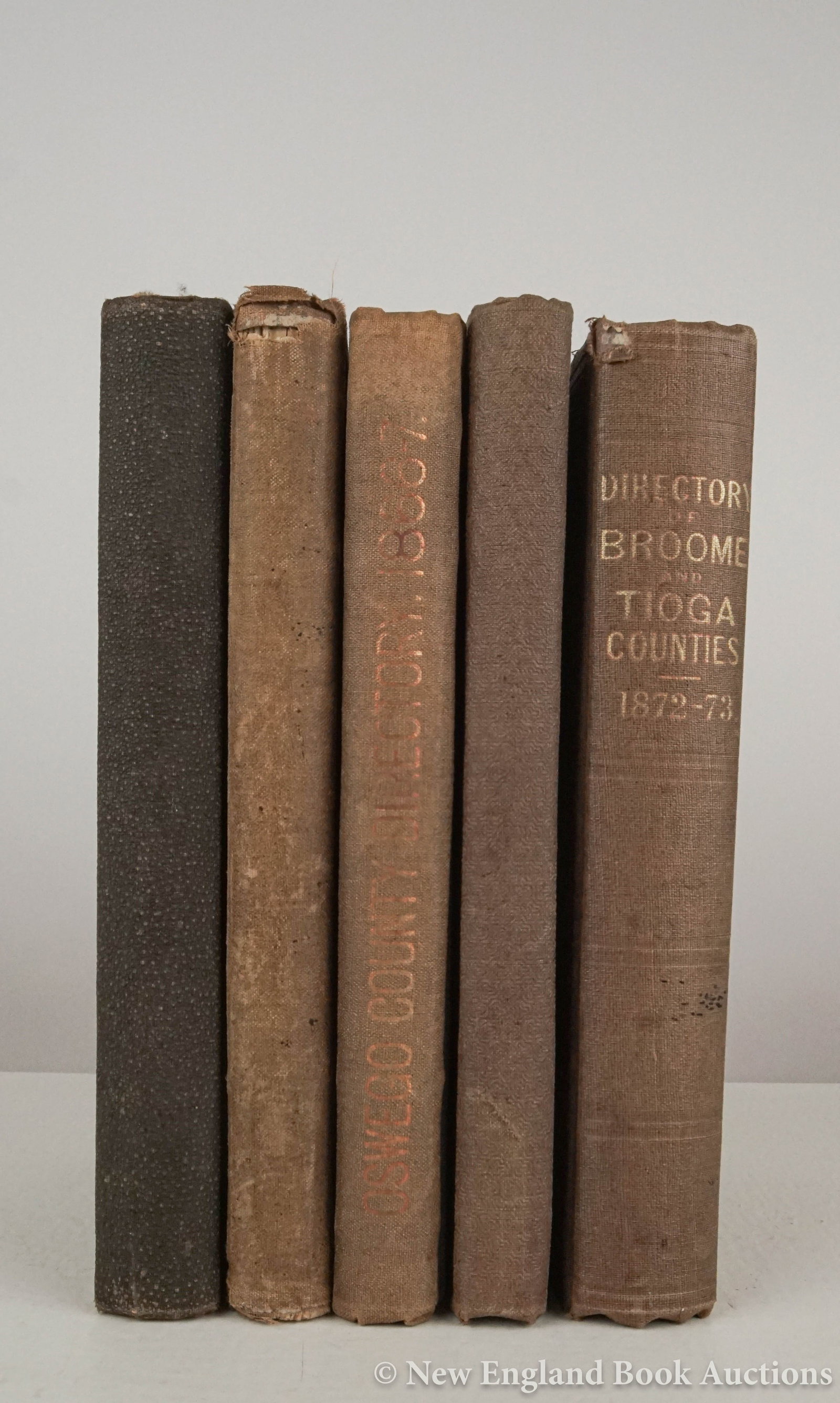 New York: 131. New York. Child, Hamilton. Group of directories, as listed below. Illustrated, including folding map in each. 8vo, publisher's cloth; shelf-wear, some soiling, etc. New York, vd [200/300]