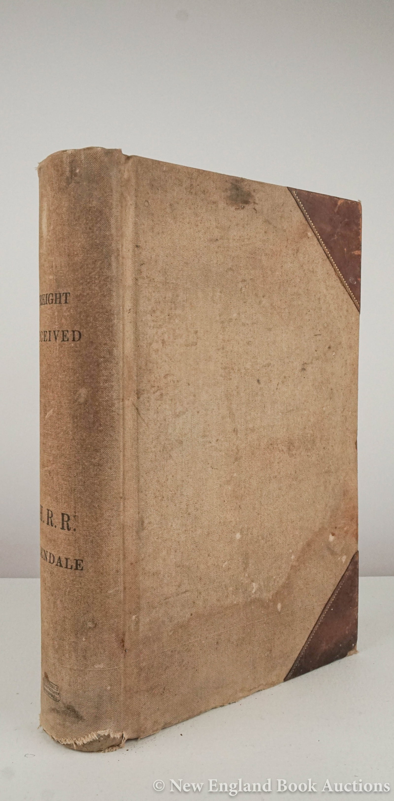 Railroad: 145. Railroad. Manuscript ledger of goods transported by the Housatonic Rail Road out of Glendale Station. Almost 1000 pages. Thick folio, cloth with leather tips; shelf-wear, generally sound.