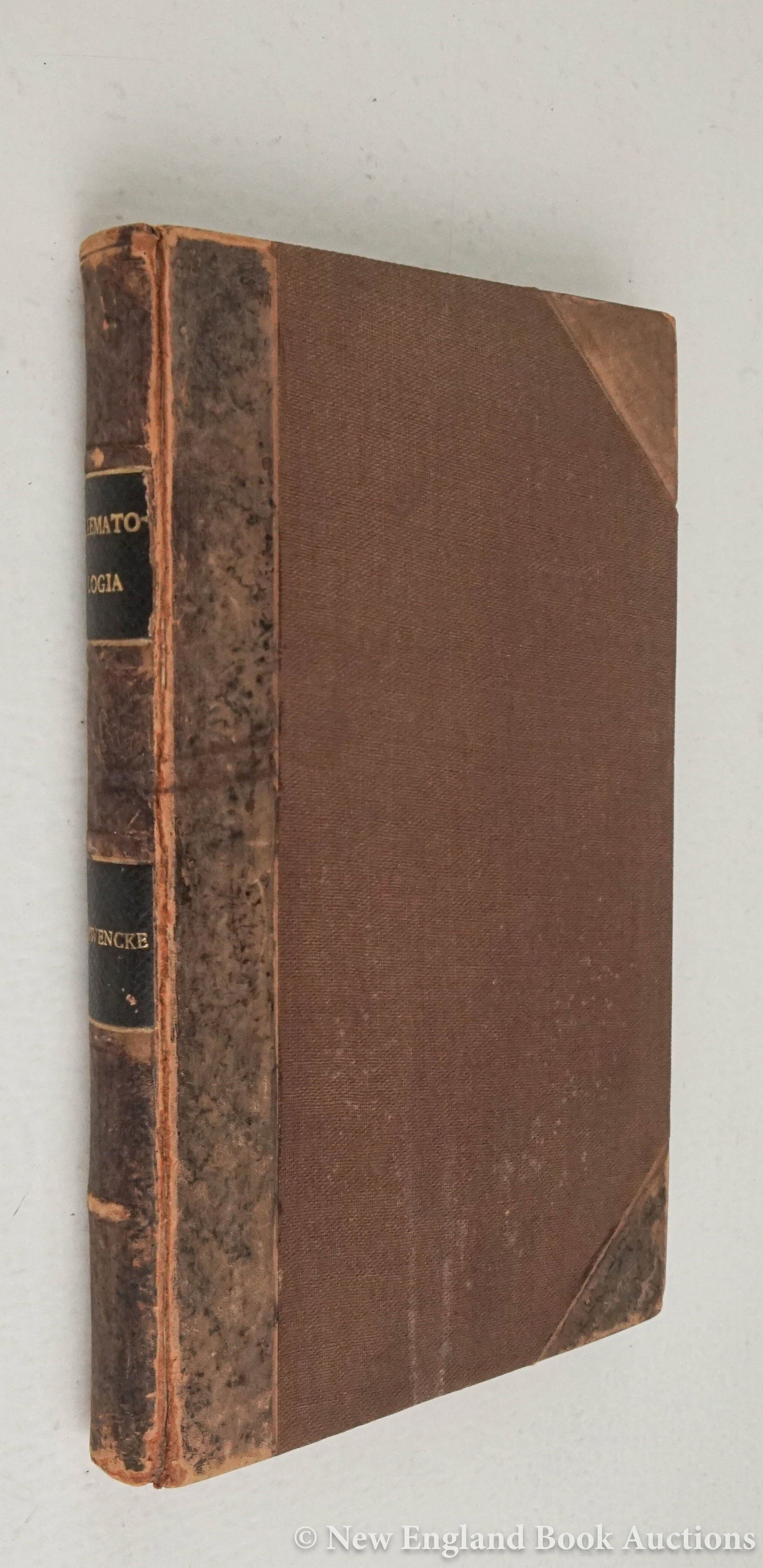 Schwencke, Thomas: 149. Schwencke, Thomas. Haematologia, sive sanguinis historia. 2 folding engraved plates. 8vo, later 3/4 leather; covers detached, generally sound internally. The Hague, 1743 [400/600] FIRST EDITION.