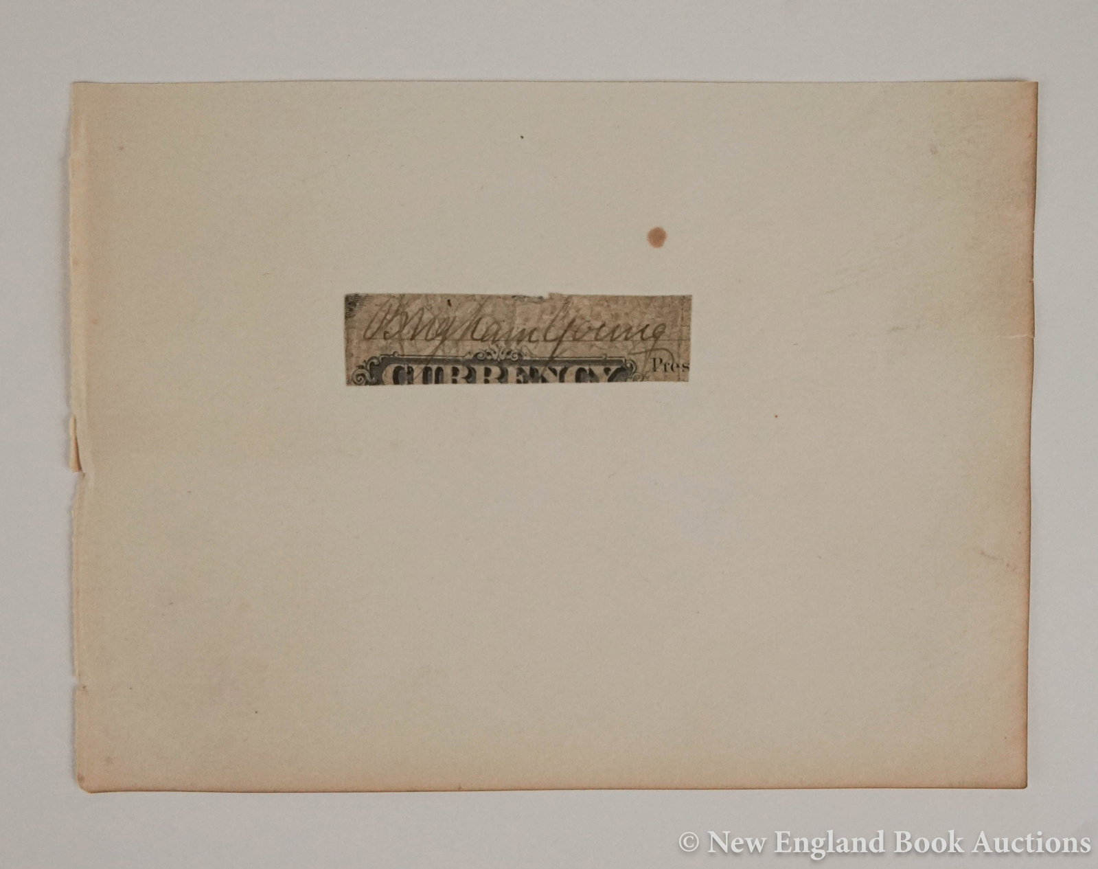 Young, Brigham: 214. Young, Brigham. Clipped signature from a banknote. 1-1/4 x 1-3/4 inches, mounted to paper; hand-soiled. Utah, 19th-century [80/120]