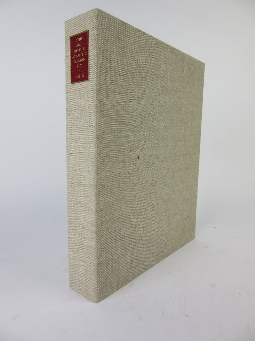 The Art of the Atlantic Salmon Fly.: The Art of the Atlantic Salmon Fly. "BATES JOSEPH D. JR." 1987- Boston. Line drawings and frontispiece by Henry McDaniel. 4to 1/2 red morocco by Claudia Cohen housed in protective cloth case as issued
