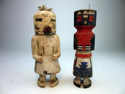 Early Hopi Kachina Dolls: Two early Hopi Kachina wood dolls.