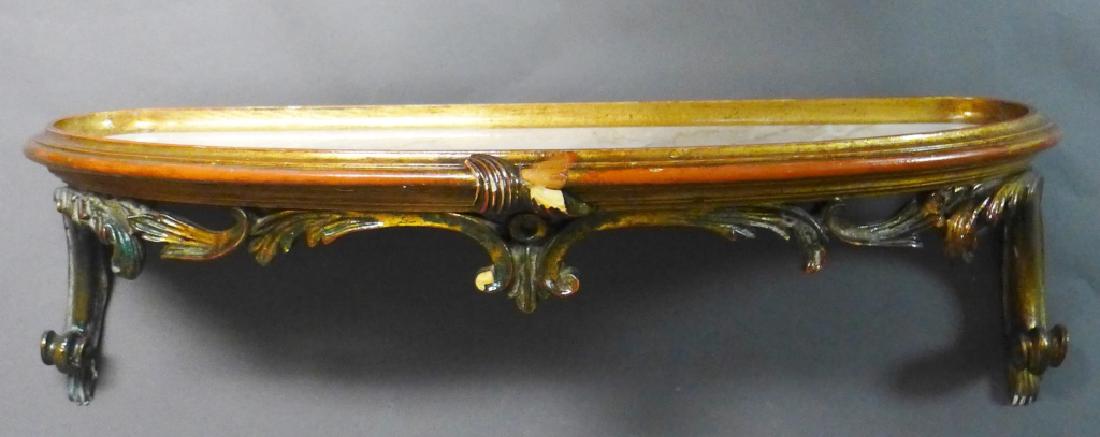 Marble Top & Carved Wood Wall Shelf (1 of 10)