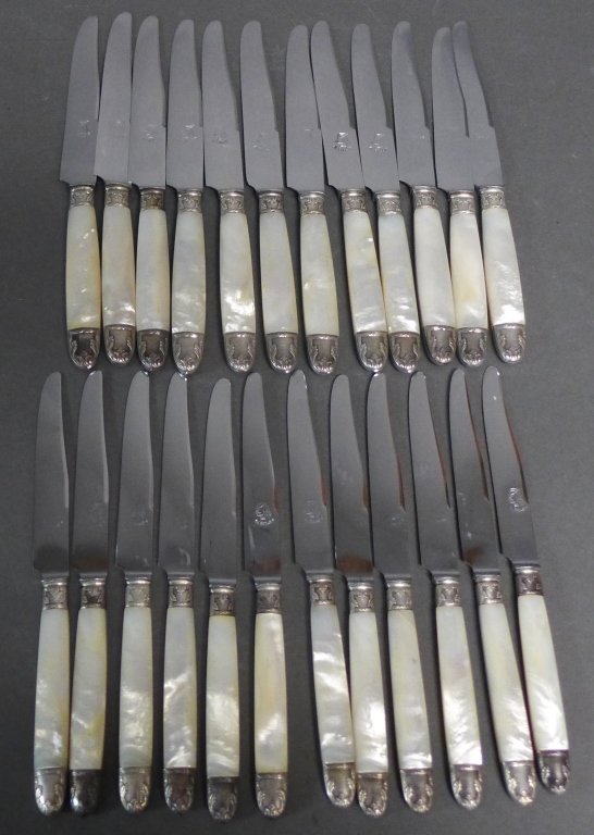 Silver and Mother of Pearl Table Knife Set (1 of 9)