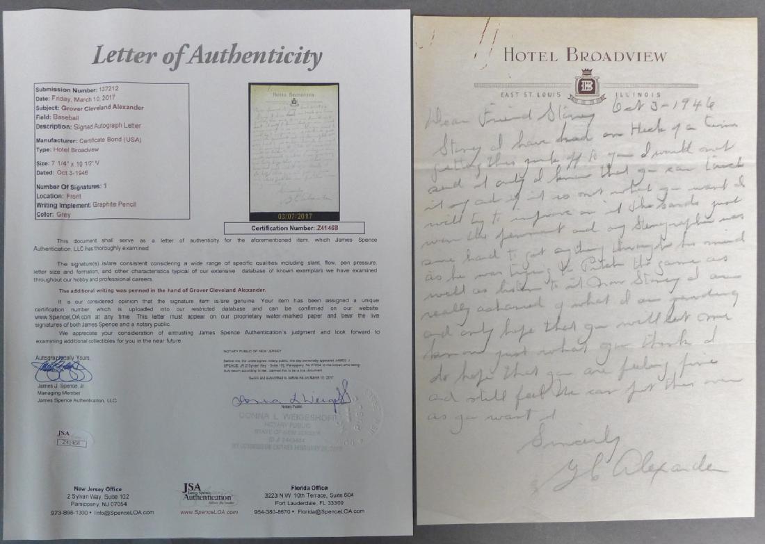 Grover Cleveland Alexander Signed Letter w/ JSA (1 of 9)