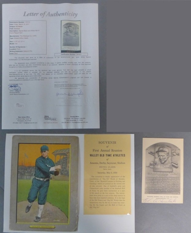 HOF'er Ed Walsh Signed Plaque Card w/ 1911 T3 Card (1 of 10)