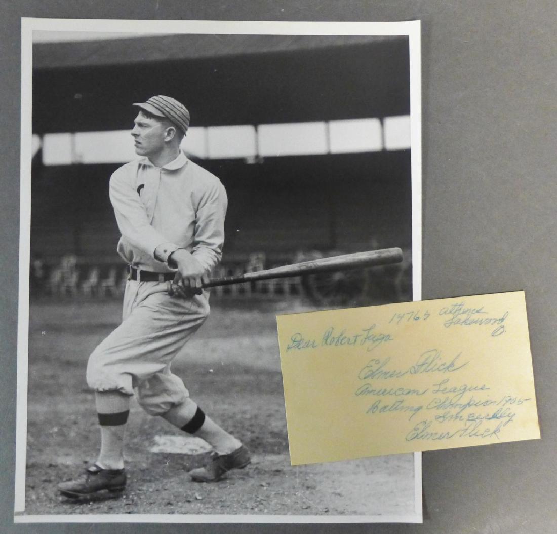 Hall of Famer Elmer Flick Signed 3x5 Index Card: From the collection of Hall of Fame Sports Writer, Bill Madden. Elmer Harrison Flick inscription and autograph on a 3" x 5" index card, written in blue ink. This lot is accompanied by black and white 