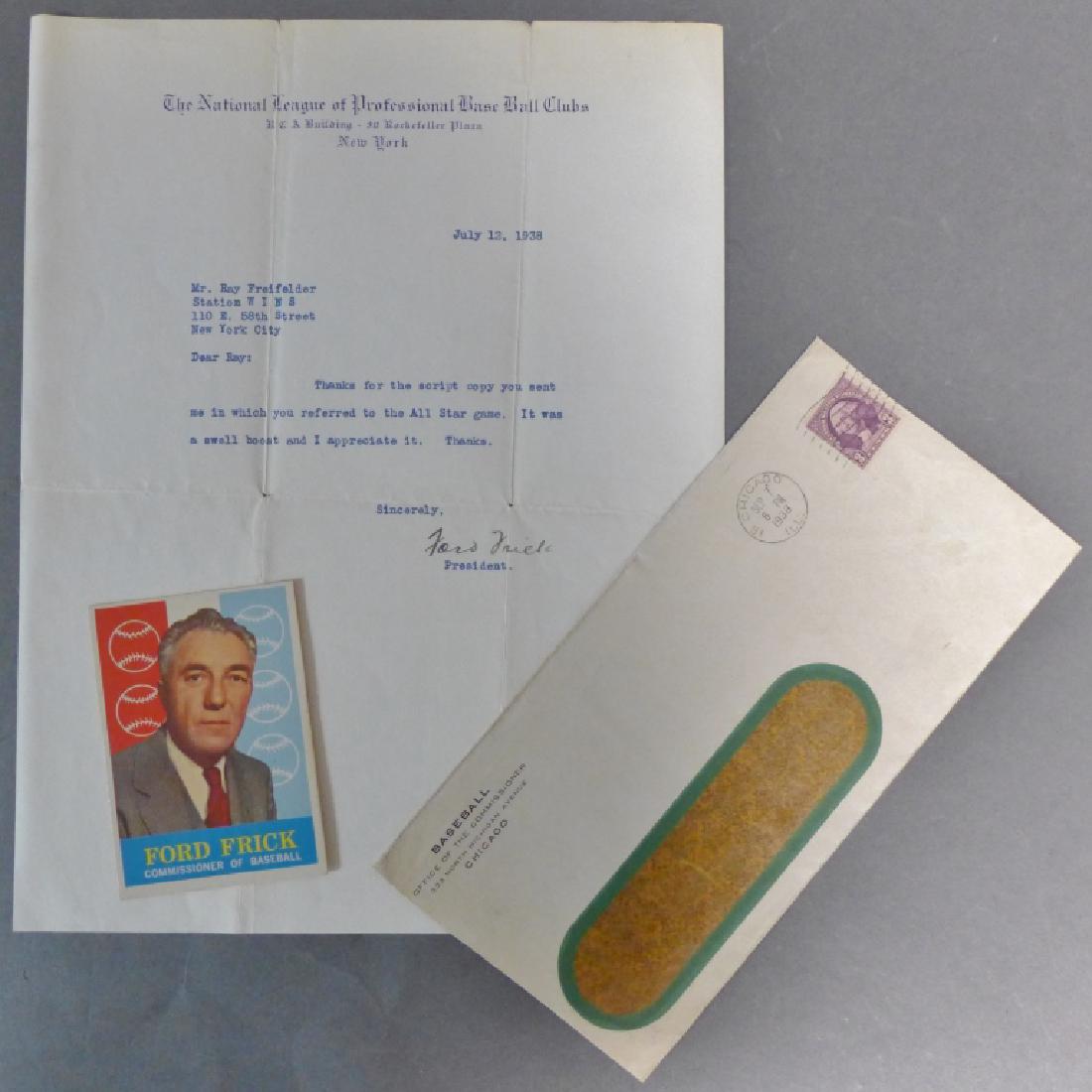 HOF'er Ford Frick Signed Letter and 1959 Baseball Card (1 of 10)