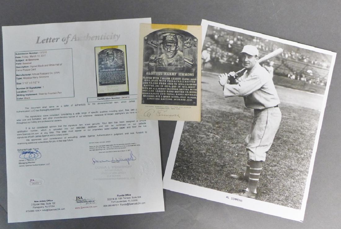 Al Simmons Autographed HOF Plaque Card w/ JSA (1 of 8)