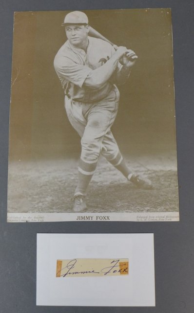 Hall of Famer Jimmie Foxx Autographed Cut w/ Photo (1 of 9)