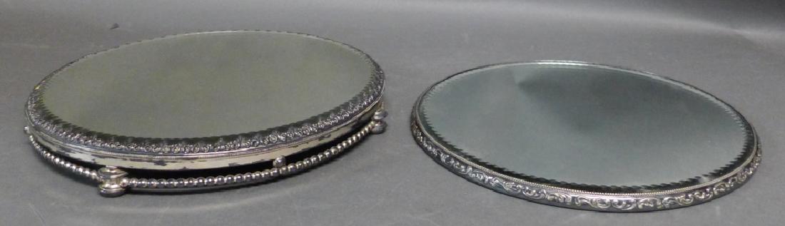 Two Beveled Mirrored Silver Plate Plateaus (1 of 10)