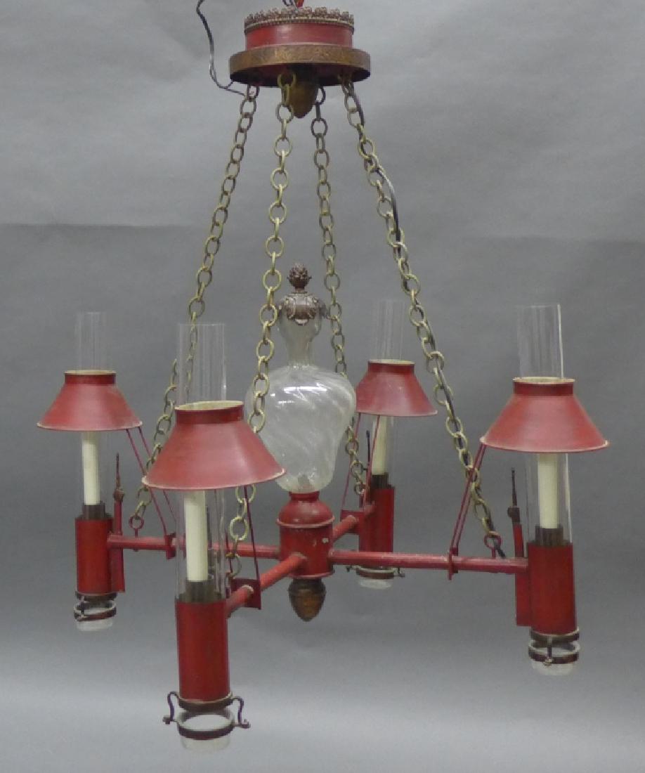 19th C Tole and Kerosene Chandelier (1 of 10)