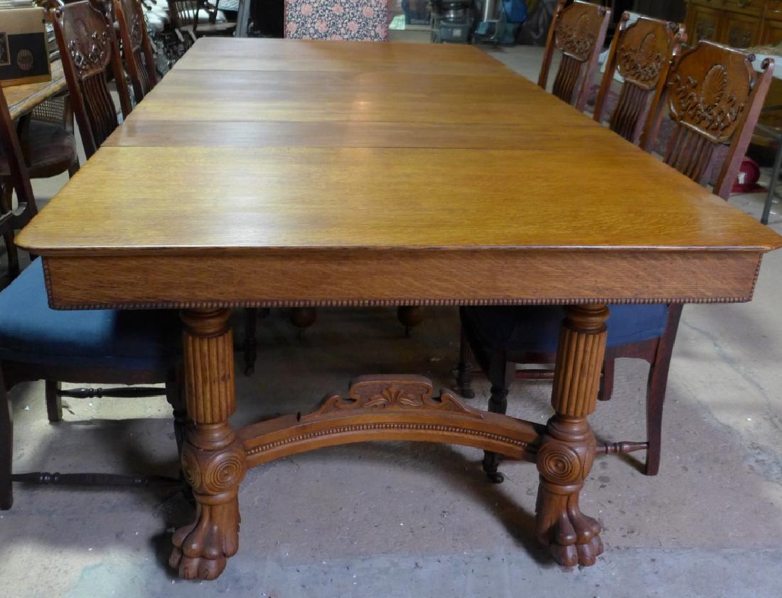 Victorian Oak Claw Foot Extention Dining Table (1 of 8)