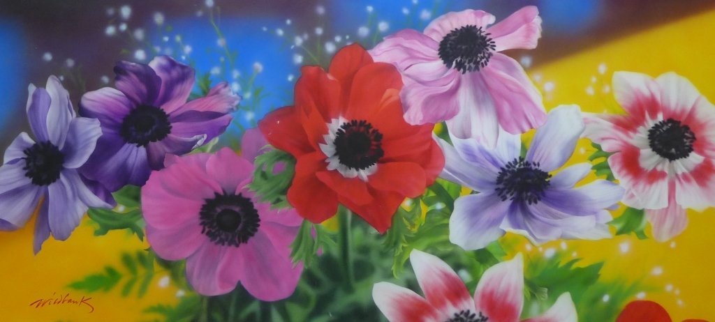 Signed Large Modern Flower Painting by Wildbank (1 of 10)