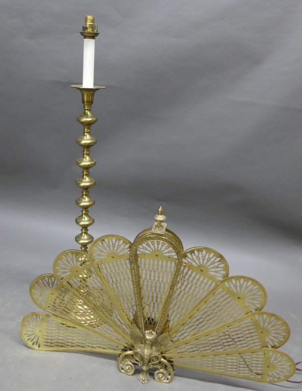 Brass Floor Lamp & Fire Screen (1 of 5)