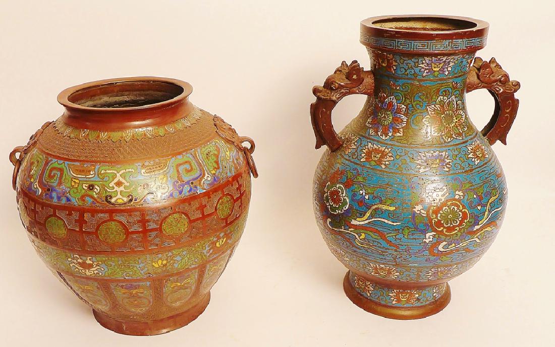 Pair Champleve Bronze Vases (1 of 8)