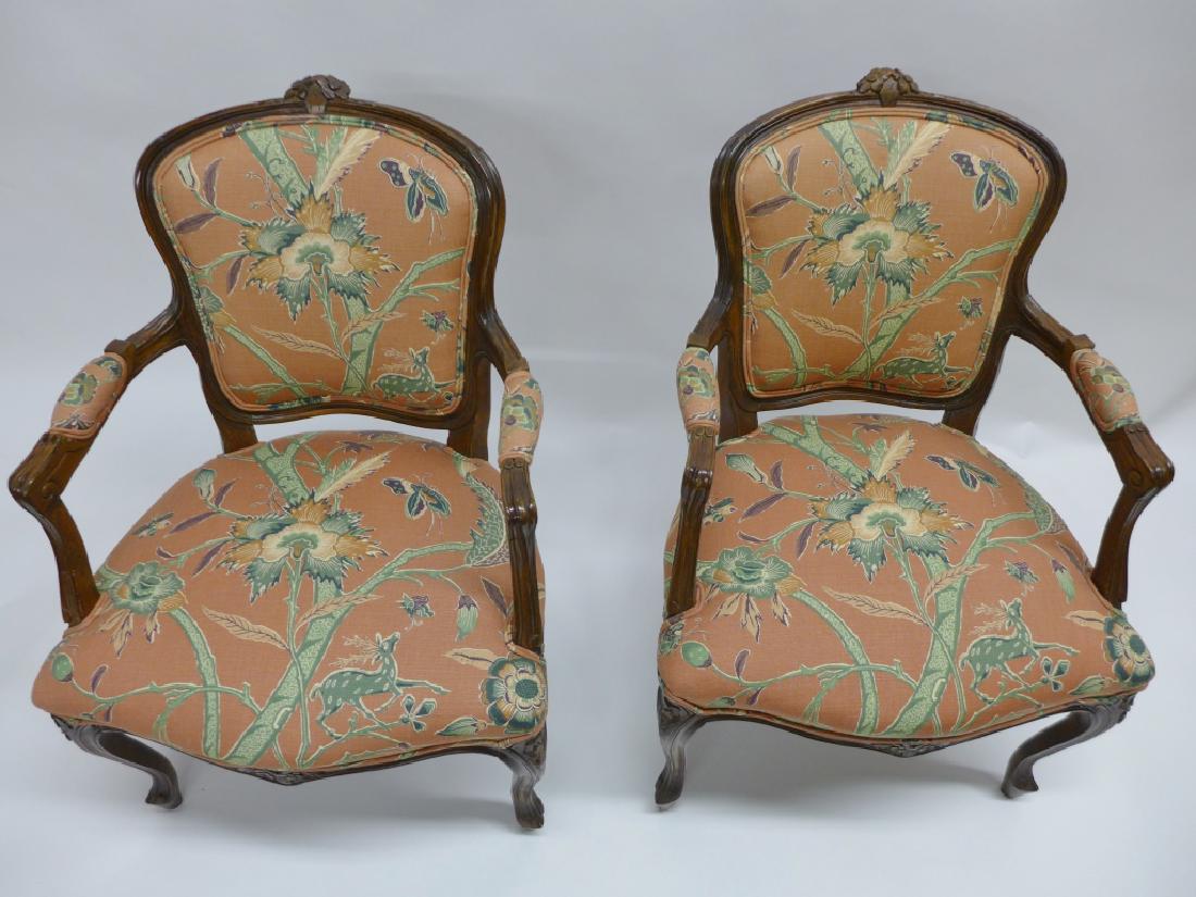 Pair Upholstered Wood Frame Arm Chairs (1 of 8)