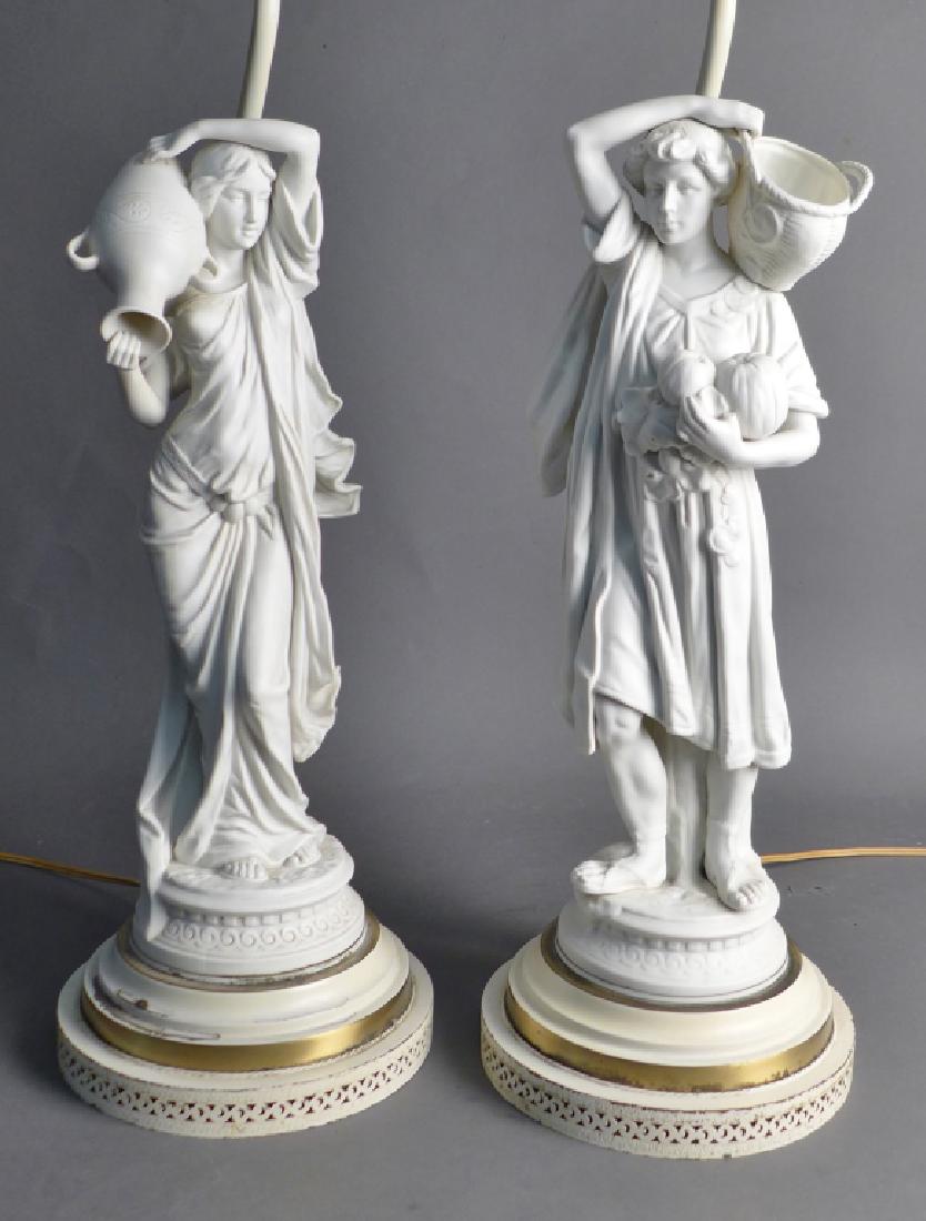 Pair of Parian Bisque Figural Lamps (1 of 10)