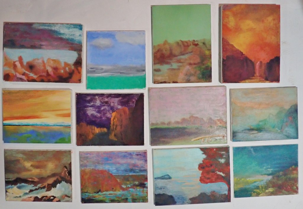 Mix of Abstract Landscape Paintings, Artist Signed (1 of 8)