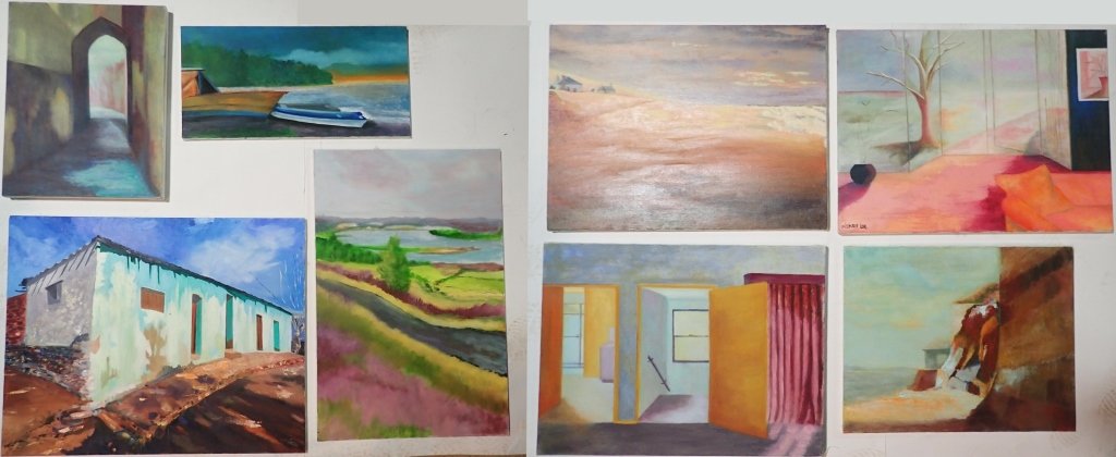 Grouping of Artist Signed Unframed Paintings (1 of 10)