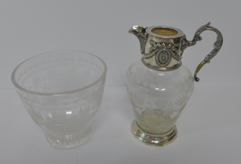 Etched Crystal & Sterling Silver Flagon & Vessel (1 of 9)