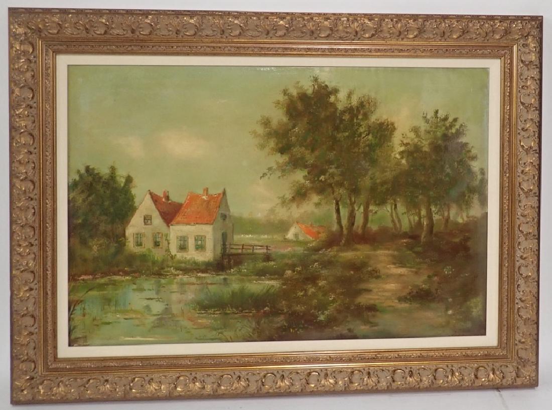 Signed Farm Scene Oil Painting (1 of 9)