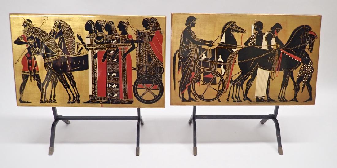 Unique Iron & Decoupage Flip Tray Table Pair (1 of 10)