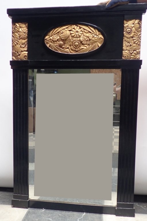 Black & Gilt Large Art Deco Mirror (1 of 7)