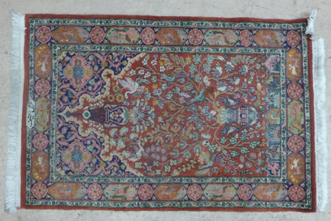 Signed Wool Pictorial Tabriz Rug (1 of 8)