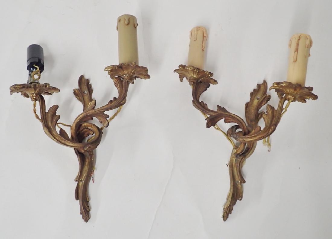 Vintage Pair Louis XV Style Bronze Wall Sconces (1 of 7)