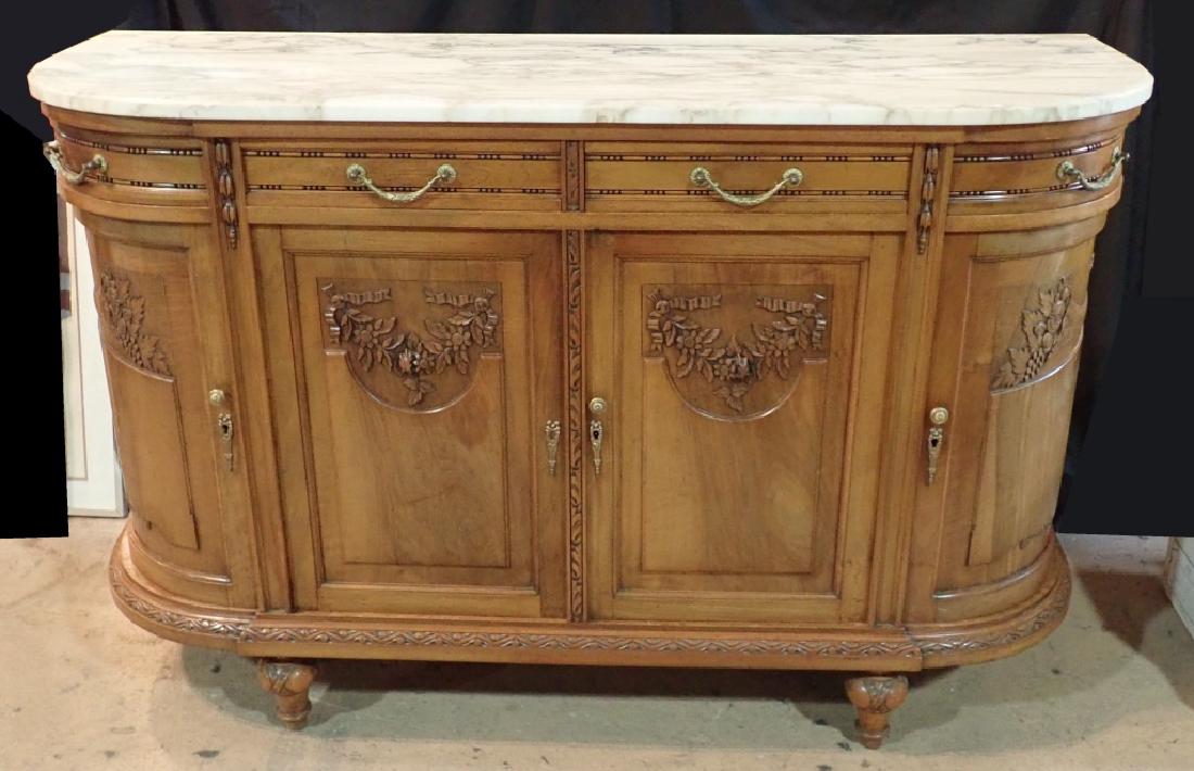 Marble Top Louis XVI Style Walnut Sideboard (1 of 10)