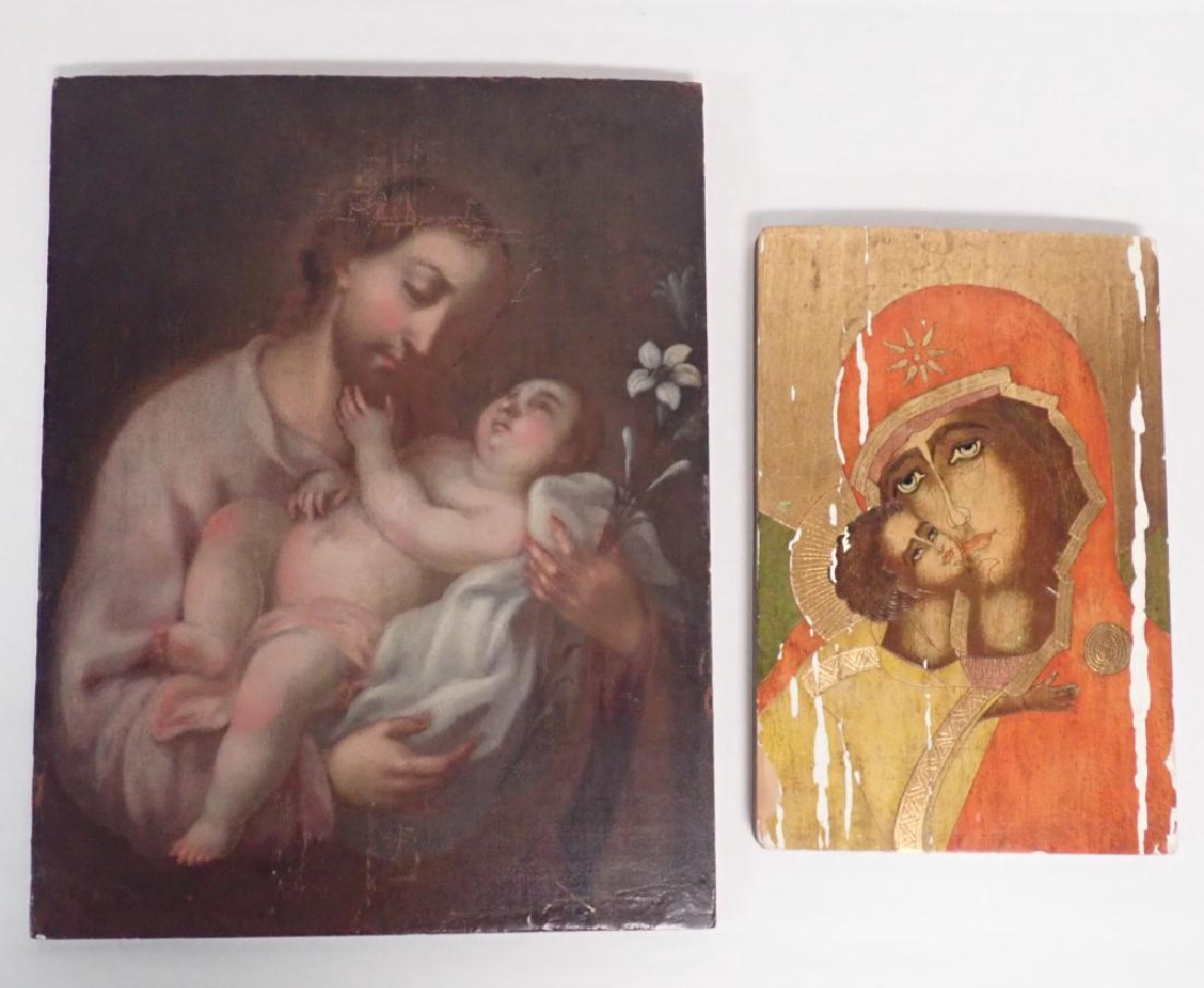 Pair of Religious Paintings on Planks (1 of 10)