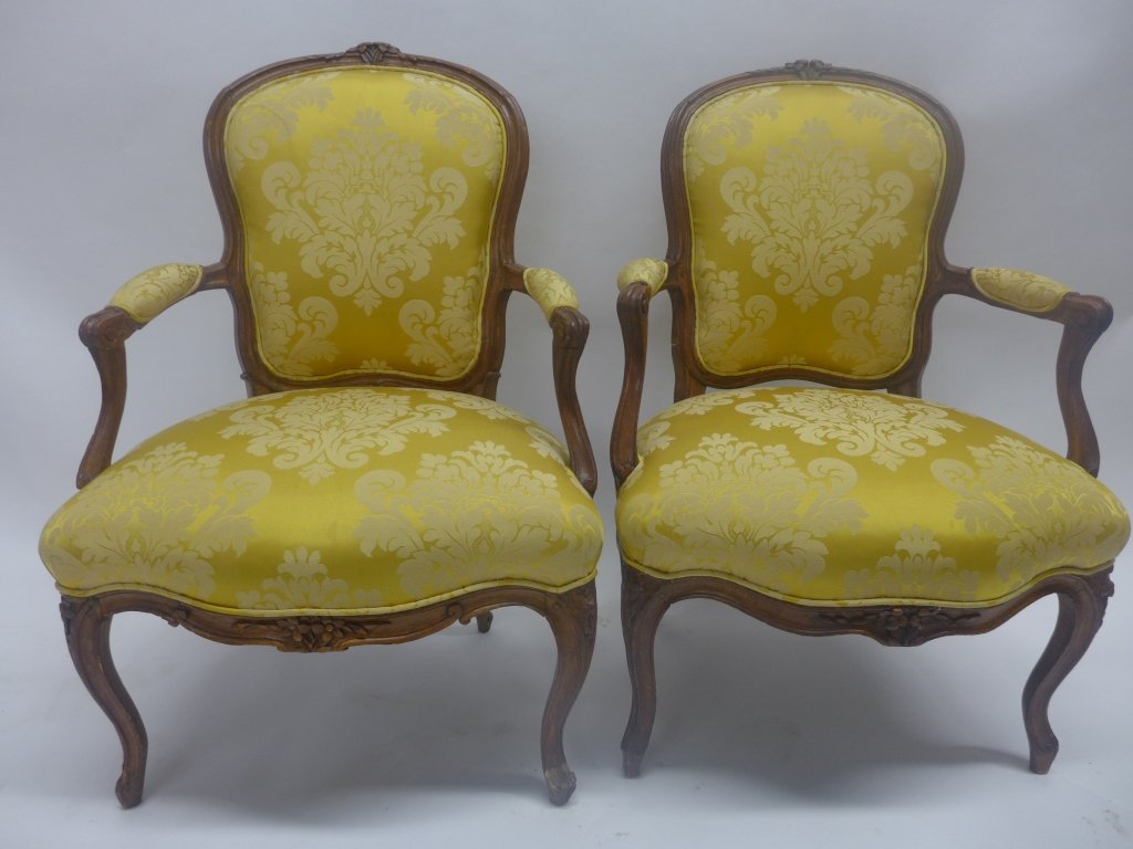 Stunning Pair Louis XV Style Arm Chairs (1 of 10)