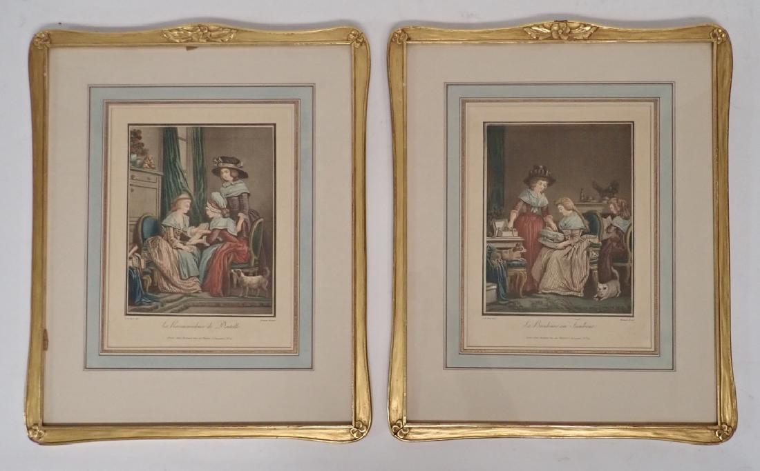Pair of Framed Hand Colored J. B. Huet Etchings (1 of 10)