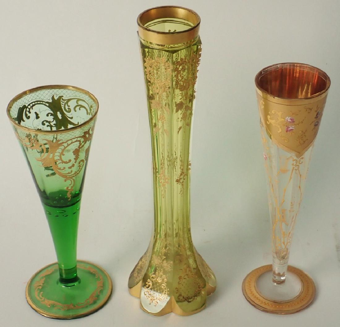 Three Bohemian Glass Gilt Enameled Vases (1 of 10)