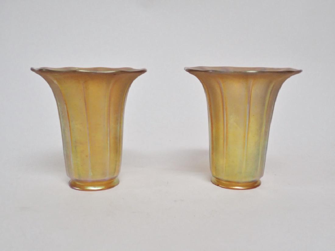 Pair of Aurene Art Glass Shades Signed Steuben (A) (1 of 10)