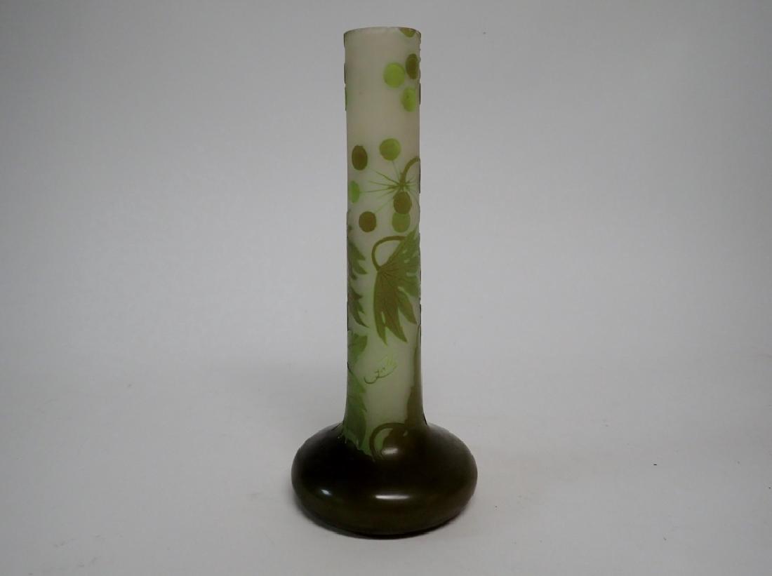 Medium Green Cameo Glass Vase Signed Galle (1 of 10)