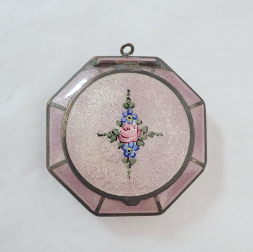 Antique R&G Silver Guilloche Enamel Compact (1 of 9)