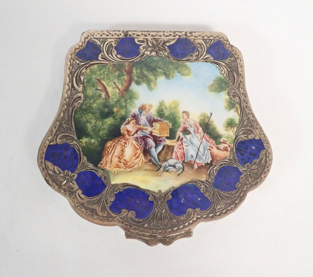 Enameled Silver Makeup Compact and Mirror (1 of 10)