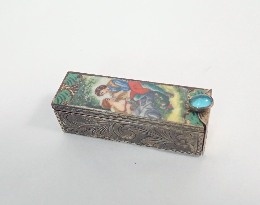 Antique 800 Silver & Enamel Lipstick Case (1 of 10)