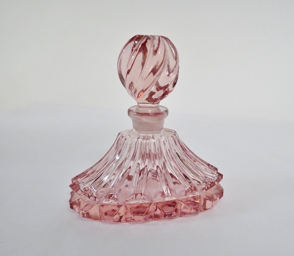 Art Deco Pink Depression Glass Perfume VINTAGE DEPRESSION GLASS Perfume Bottle